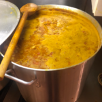 Hot Moroccan Harira Soup in a large stock pot